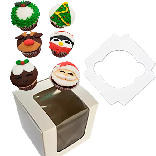 CAJA CUPCAKE INDIVIDUAL C/VENTANA 8X8X7.5 CM